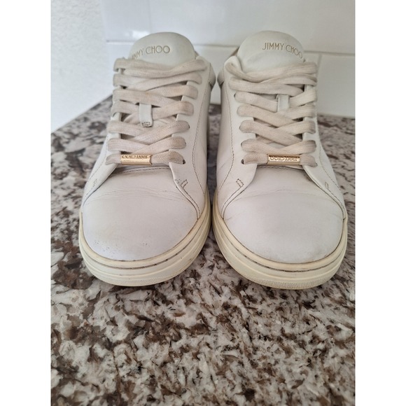 Jimmy Choo White leather Sneakers eu 38 us 8 - Picture 2 of 11